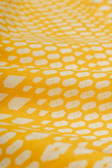 Cotton Flex Bright Yellow Color Geometrical Pattern Natural Print Fabric.