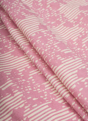 Cotton Flex Rose Pink Color Floral Pattern Natural Print Fabric.