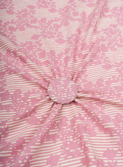 Cotton Flex Rose Pink Color Floral Pattern Natural Print Fabric.