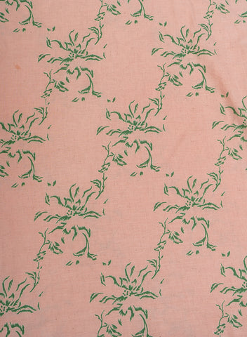 (Pre Cut-2 Meter) Cotton Flex Peach Color Floral Pattern Natural Print Fabric.