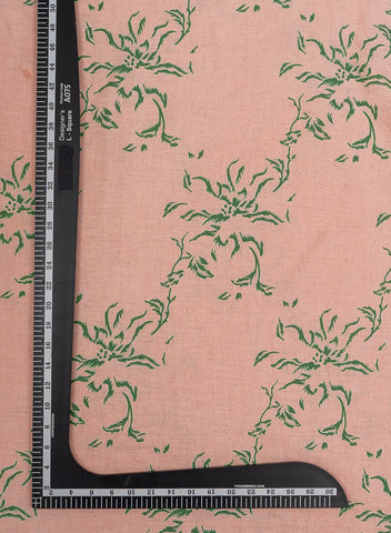 (Pre Cut-2 Meter) Cotton Flex Peach Color Floral Pattern Natural Print Fabric.