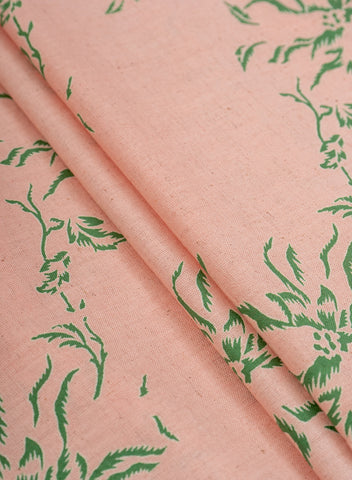 (Pre Cut-2 Meter) Cotton Flex Peach Color Floral Pattern Natural Print Fabric.