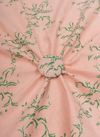 (Pre Cut-2 Meter) Cotton Flex Peach Color Floral Pattern Natural Print Fabric.