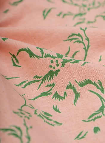 (Pre Cut-2 Meter) Cotton Flex Peach Color Floral Pattern Natural Print Fabric.