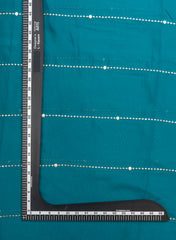 Pure Organza Sea Green Color Mukesh Work Embroidery Fabric.