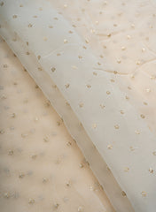 Pure Organza Dyeable Floral Sequins Embroidery Fabric.