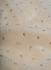 Pure Organza Dyeable Floral Sequins Embroidery Fabric.