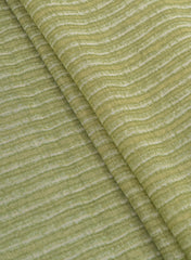 Pure Chanderi Pista Green Color Stripes Pattern Screen Print Fabric.