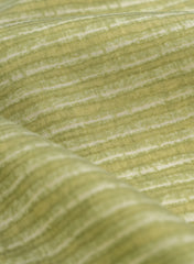 Pure Chanderi Pista Green Color Stripes Pattern Screen Print Fabric.