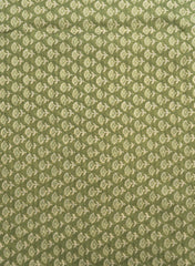 Pure Chanderi Pista Green Color Floral Pattern Screen Print Fabric.