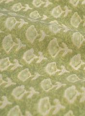 Pure Chanderi Pista Green Color Floral Pattern Screen Print Fabric.