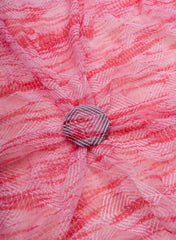 Pure Chiffon Flamingo Pink Color Abstract  Digital Print Resham Embroidery Fabric.