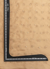 Pure Organza Camel Brown Color Floral Pattern Resham And Sequins Embroidery Fabric.