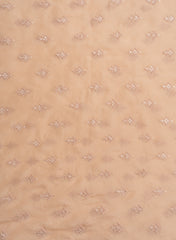 Pure Organza tan Brown Color Resham And Sequins Embroidery Fabric.