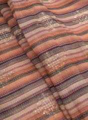Linen Multi  Color Digital Print With Sequins And Zari embroidery fabric.