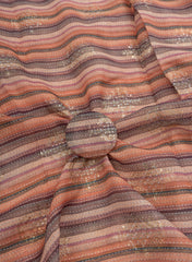 Linen Multi  Color Digital Print With Sequins And Zari embroidery fabric.