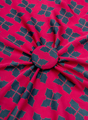 Pure Modal Satin Magenta Color Floral Pattern Natural Print Fabric.