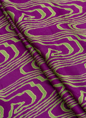 Pure Modal Satin Dark Purple Color Abstract Pattern Natural Print Fabric.