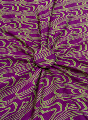 Pure Modal Satin Dark Purple Color Abstract Pattern Natural Print Fabric.