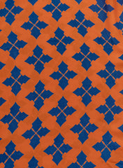 Pure Modal Satin Tangerine Color Floral Pattern Natural Print Fabric.