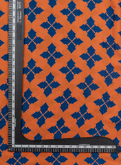 Pure Modal Satin Tangerine Color Floral Pattern Natural Print Fabric.