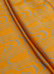 Pure Modal Satin Amber Yellow Color Abstract Pattern Natural Print Fabric.