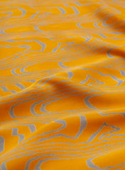 Pure Modal Satin Amber Yellow Color Abstract Pattern Natural Print Fabric.