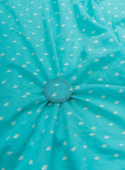 Voil Chanderi Sky Blue Color Floral Pattern Resham Embroidery Fabric
