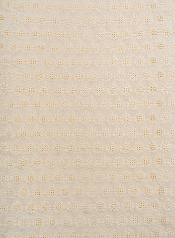 (Precut - 1 Meter) Pure Cotton Cambric Dyeable Schiffli Embroidery Fabric.