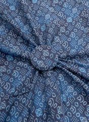 Pure Muslin Navy Blue Color Bandhani Digital Print Fabric.