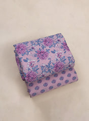 Pure Cotton Cambric Mix And Match Lavender Color Block Print Fabric.