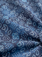 Pure Muslin Navy Blue Color Bandhani Digital Print Fabric.