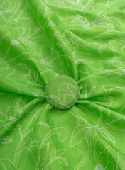 Pure Muslin Parrot Green Color Floral Digital Print Fabric.