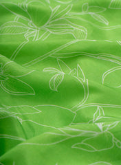 Pure Muslin Parrot Green Color Floral Digital Print Fabric.