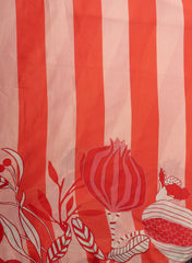 Pure Muslin Shade Of Pink Color Pomegranate Digital Print Fabric.