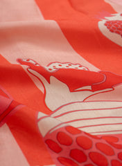 Pure Muslin Shade Of Pink Color Pomegranate Digital Print Fabric.