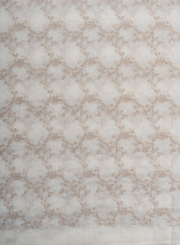 (Pre Cut-2.5 Meter) Pure Chanderi Dyeable Kalamkari Pattern Zari And Sequins Embroidery Fabric.