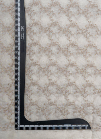 (Pre Cut-2.5 Meter) Pure Chanderi Dyeable Kalamkari Pattern Zari And Sequins Embroidery Fabric.