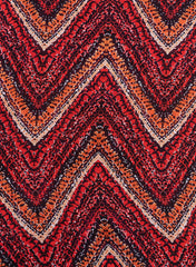 Linen Satin Shades Of Red Color Zig-Zag Digital Print Fabric.