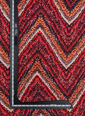 Linen Satin Shades Of Red Color Zig-Zag Digital Print Fabric.