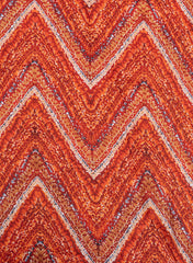 Linen Satin Shades Of Orange Color Zig-Zag Digital Print Fabric.