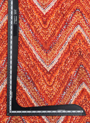 Linen Satin Shades Of Orange Color Zig-Zag Digital Print Fabric.