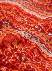 Linen Satin Shades Of Orange Color Zig-Zag Digital Print Fabric.