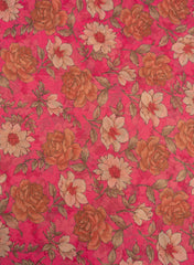 Shimmer Georgette Dark Pink Color Floral Pattern Digital Print Fabric.