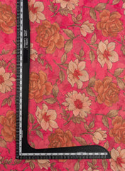 Shimmer Georgette Dark Pink Color Floral Pattern Digital Print Fabric.