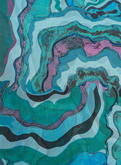 Shimmer Georgette Shades Of Blue Color Abstract Pattern Digital Print Fabric.