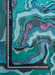 Shimmer Georgette Shades Of Blue Color Abstract Pattern Digital Print Fabric.