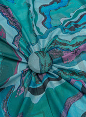 Shimmer Georgette Shades Of Blue Color Abstract Pattern Digital Print Fabric.