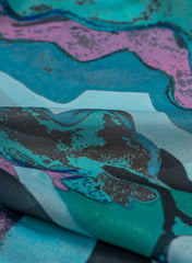 Shimmer Georgette Shades Of Blue Color Abstract Pattern Digital Print Fabric.