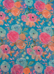 Shimmer Georgette Aqua Blue Color Floral Pattern Digital Print Fabric.